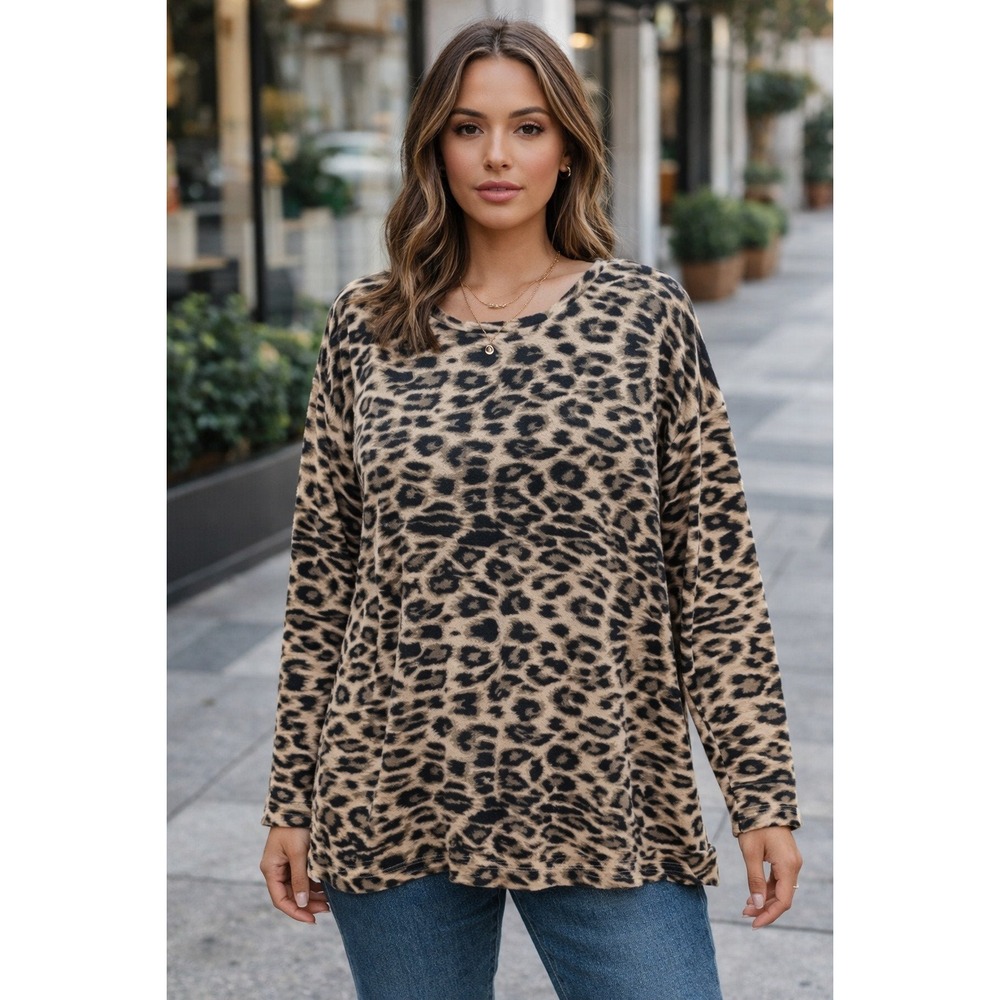 Ariat Blouse Women's Size L Leopard Print Long Sleeve Top Boho Pullover Stretch